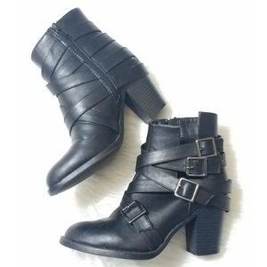 Black booties with buckle detail size 6, 7